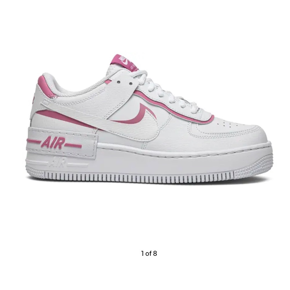 Women’s Air Force Shadow pink and white sneakers